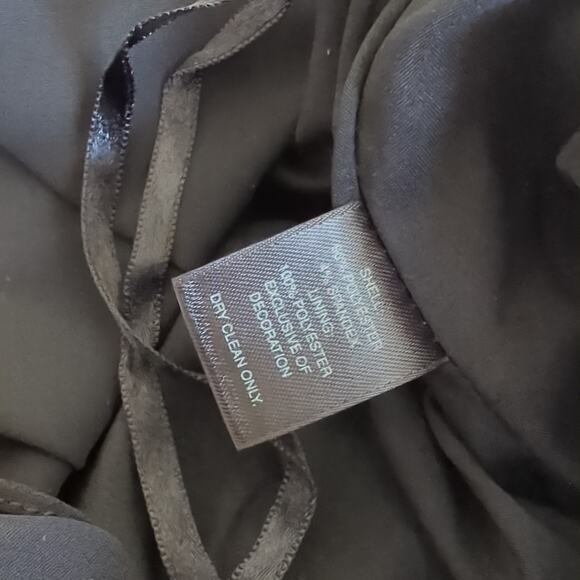 WHBM Ruffle Cap Sleeve Black Dress Womens Size 6 Ruched Formal Cocktail Event - Picture 5 of 6